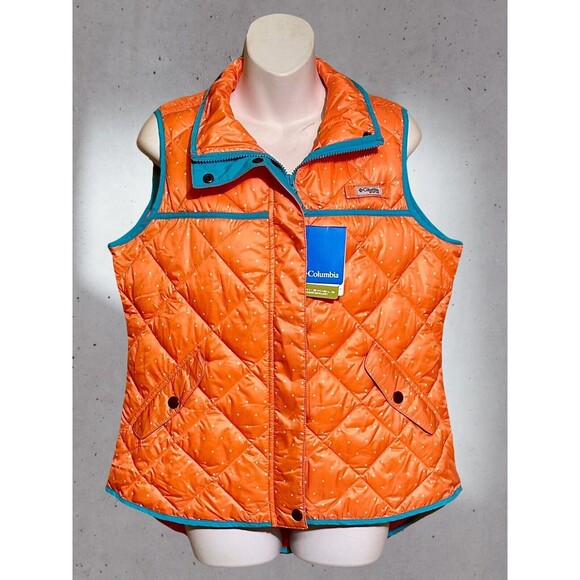 Columbia PFG Harborside Diamond Quilted Vest Polka Dot Womens Size M NWT!! - Picture 1 of 5